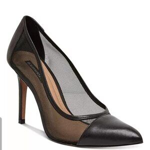 BCBGMAXAZRIA Black Juliet Mesh Stileto Womens Leather High Heel Pumps Size 8